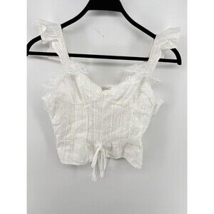 NWT 8 Birdies Tank Top Womens L Ribbed Knit White Casual